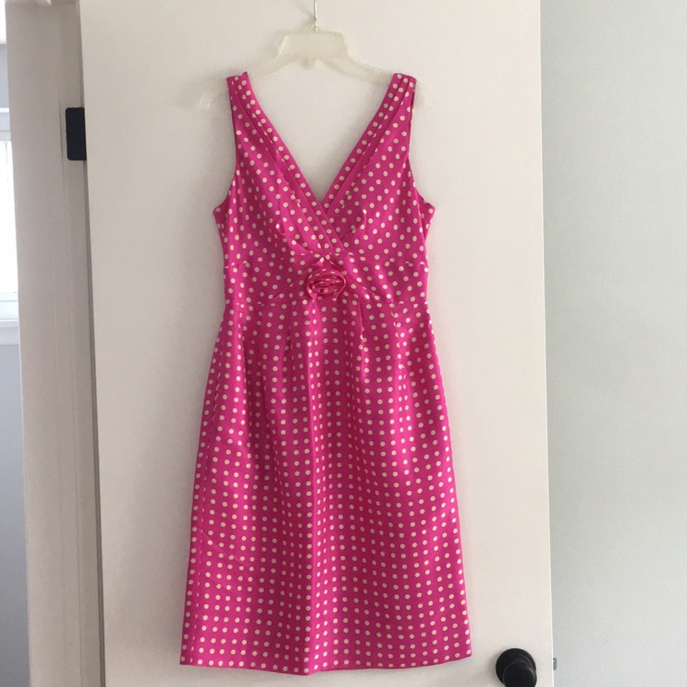 JCrew Pink and Cream Polka Dot Dress.